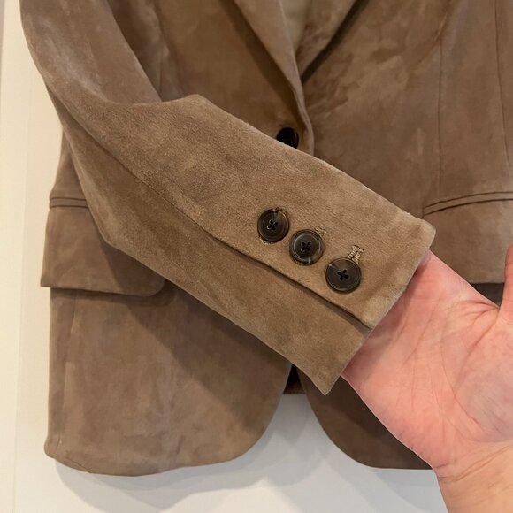 NWOT Susan Bender | US 8 | Suede Blazer Leather Jacket | Taupe Beige Tan - Picture 8 of 10